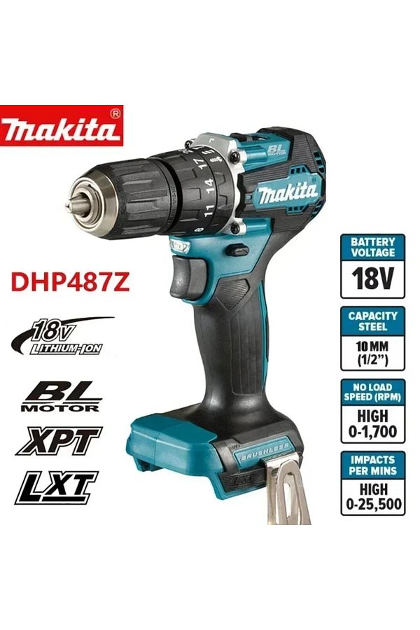 Makita DHP487 10mm Cordless Hammer Driver Drill 18V LXT Brushless Motor Impact Electric Screwdriv. Trendyol