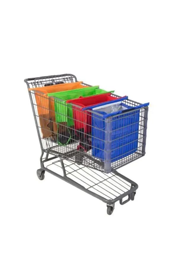 Choice-with thermal bag 4Pcs/set Foldable Cart Trolley Supermarket Shopping Storage Bags Reusable Eco-Frien 1