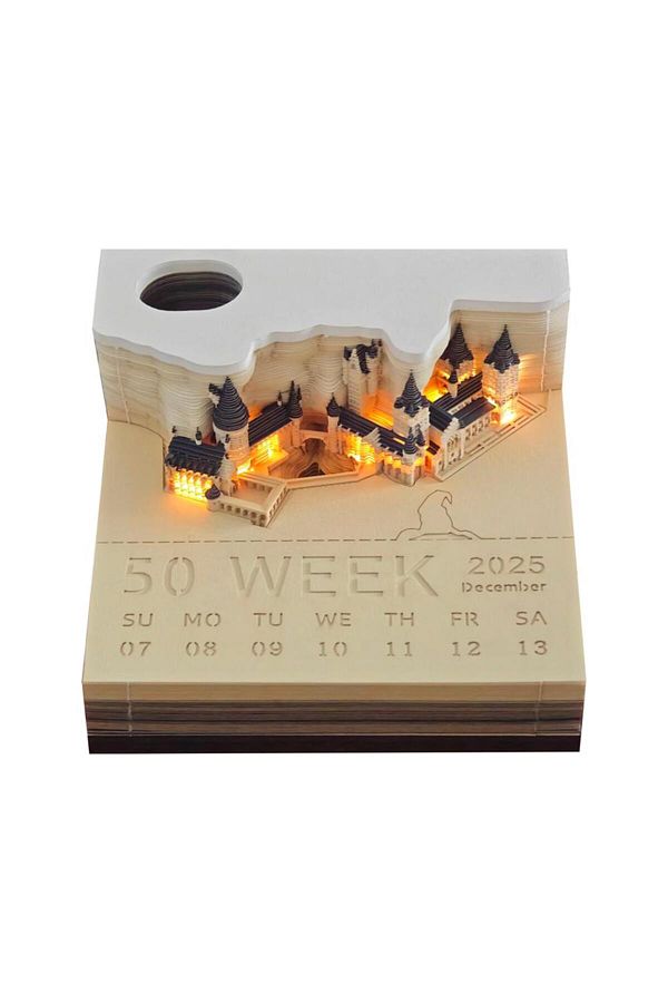 Choice-Magic Castle 3D Notepad 2025 Weekly Calendar with lights Memo Pad Block Notes Note Paper Statione... 1