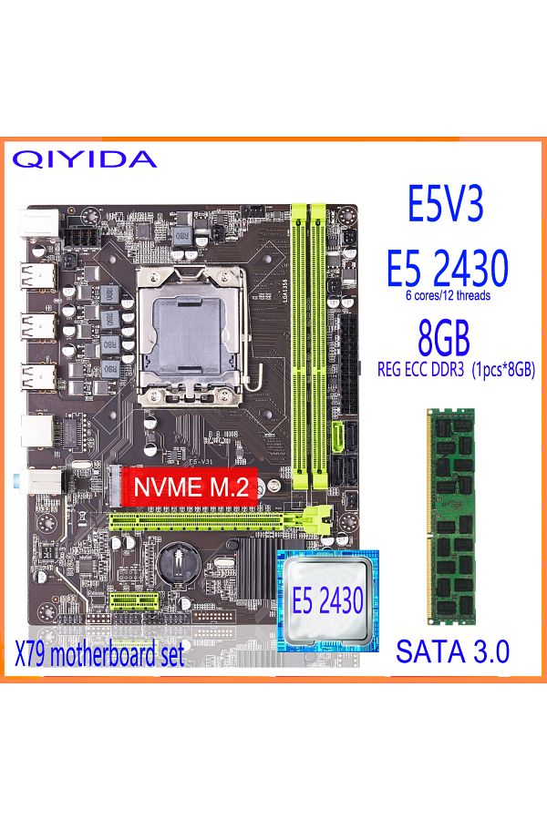 Choice-Motherboard Cpu Ram Qiyida X79 Motherboard Set With Lga 1356 Xeon E5 2430 Cpu 8gb 1600mhz 12800r Ddr 1