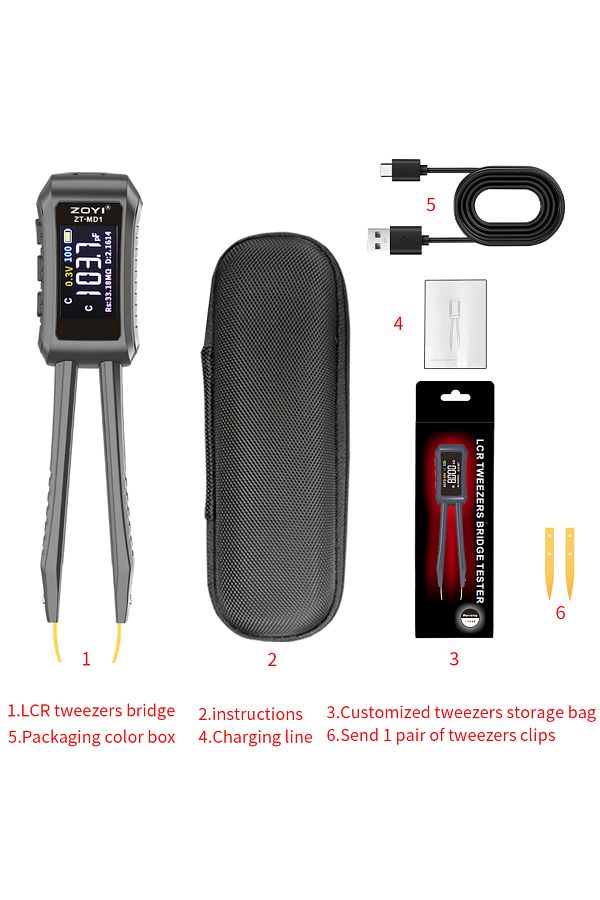 ZOYI-ZT-MD1 Digital Smart Tweezer LCR SMD ESR Tester Resistance Capacitance Inductance Continuity... 1