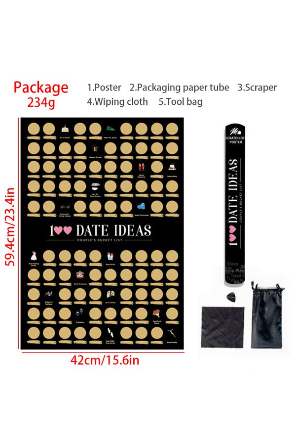 Choice-100 Things To Do Between Couples Love Games Wall Mounted Scratch Off Poster 100 Dates Scratch Off... 1