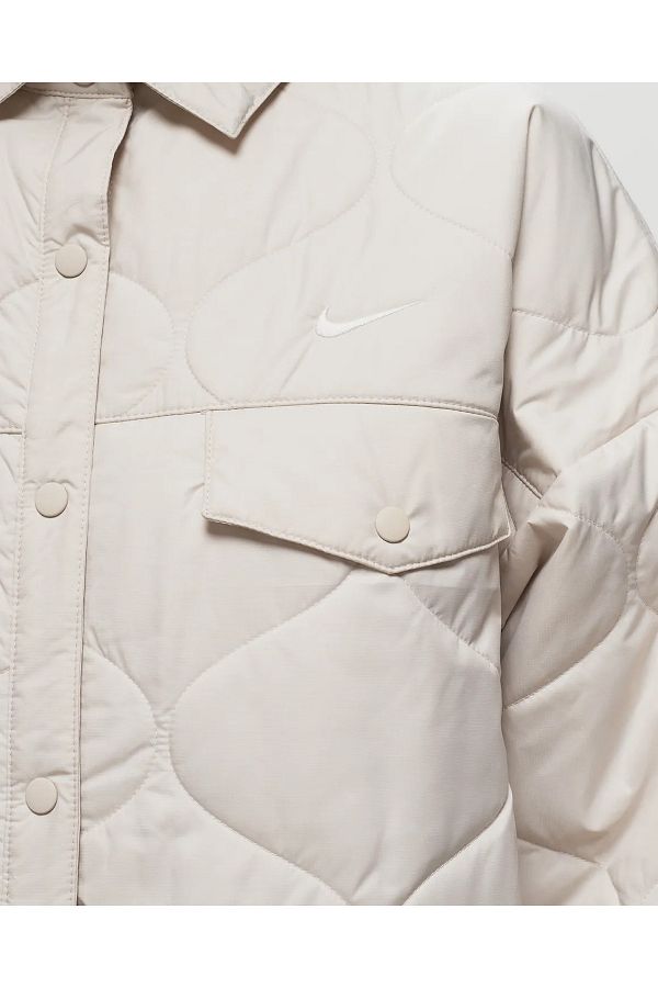 Nike Sportswear Essential Quilted Trench Full Snap Oversize Cream Women s Quilted Jacket Trendyol