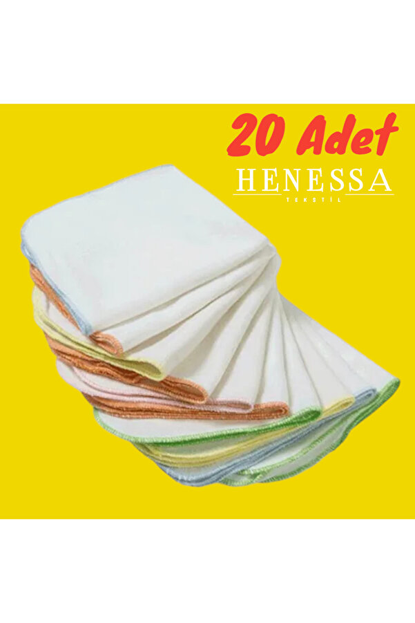 HENESSA TEKSTİL 20 Adet Pamuklu Bebek Ağız Mendili (SIRT, YÜZ VE TER) 20×20