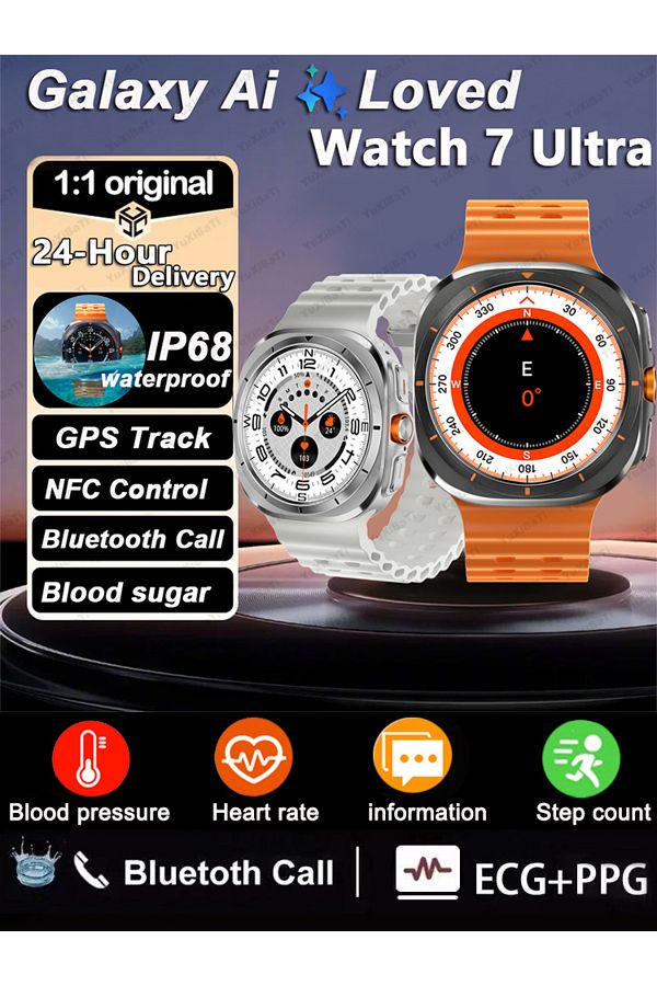 Choice For Samsung Galaxy Watch 7 Ultra New GPS Track Smart Watch Men Amoled Always Display Body Tempera. Trendyol