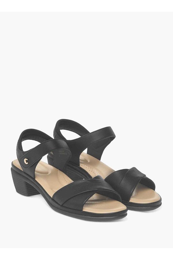 Le Confort-Solid Block Heel Sandals with Hook and Loop Closure 1