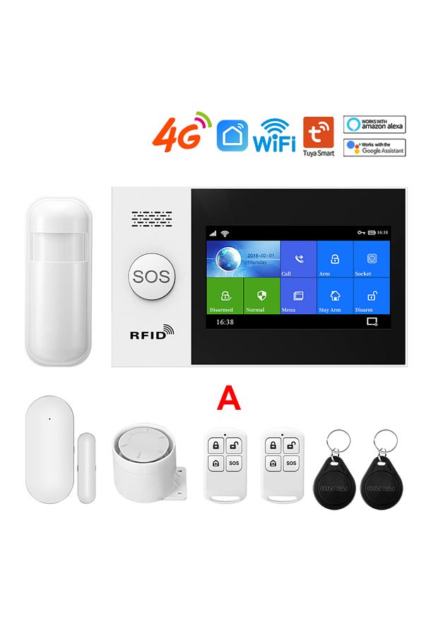 PGST-PG-107 4G Wireless Home Alarm System WiFi Security System with 4.3 Inch Full Touch Screen,Co... 1