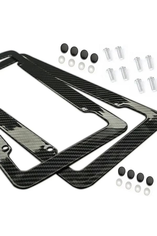 Choice-1 Set 2pcs New Universal 30*15cm 1/2pcs License Plate Frame Carbon Pattern Plastic License Plate Fra 1