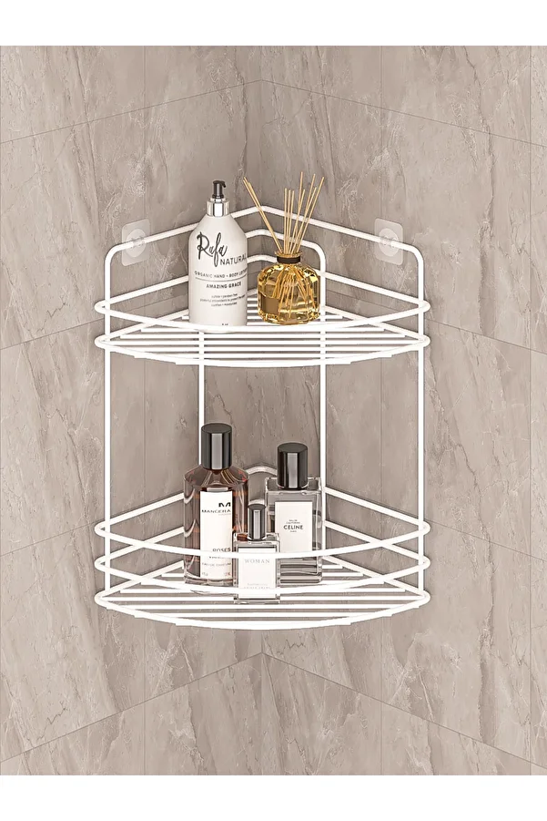 MultiStore-Stainless Lifetime Bathroom Organizer - Adhesiveness, Shampoo Holder White Tk02 1