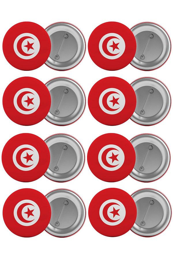 Saturn-Tunisia Flag Bag Badge Set 8 Pieces Biggest Size 5.8cm Pin Brooch 1