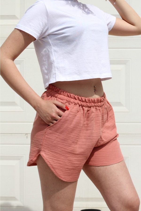 Botex-Women's Orange Muslin Shorts 1