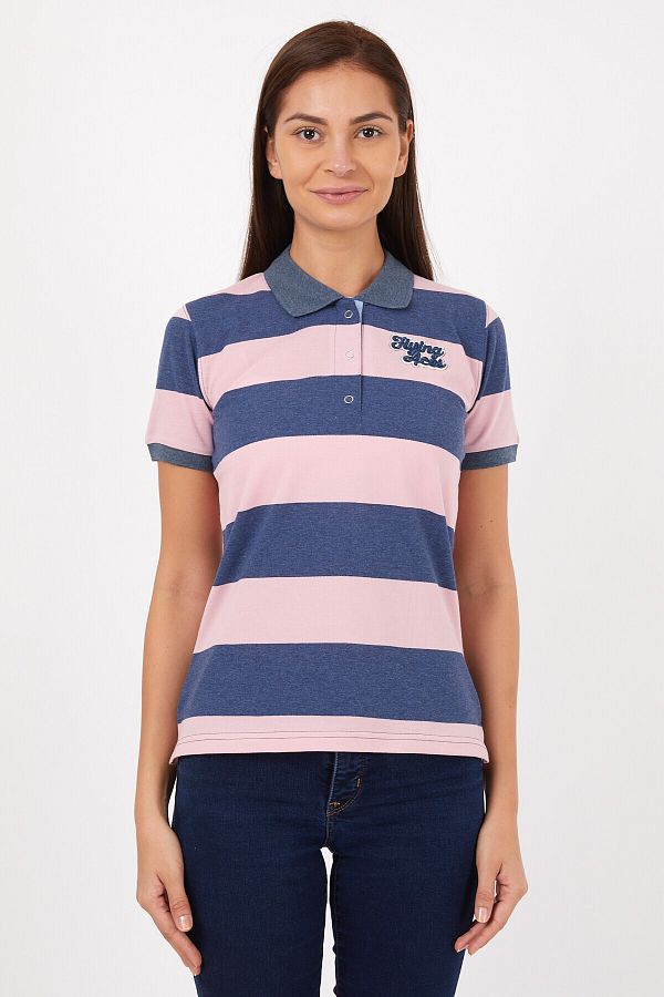 Pink and blue striped polo shirt store