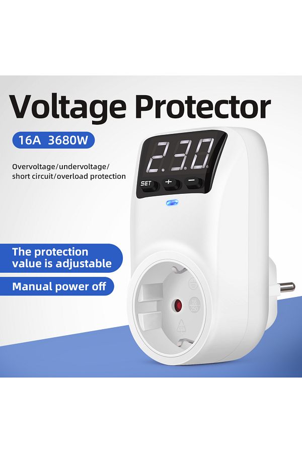 JUANJUAN-Eu 230v 16a New Adjustable Voltage Protector Socket Ac 230v 16a Automatic Power Surge Protector Eu P 1