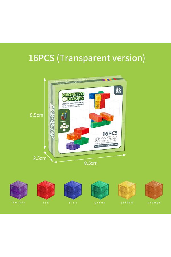 supstem-16PCS Magnetic Building Blocks Children Removable 3D Magnet Cube Blocks Set Fidegt Toys for Kids ... 1