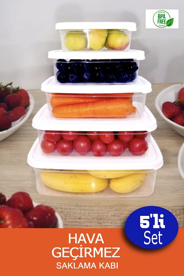 Herza House-Trendy Rectangular Storage Container Set of 5 - 400 ml and 2700 ml Capacity 1