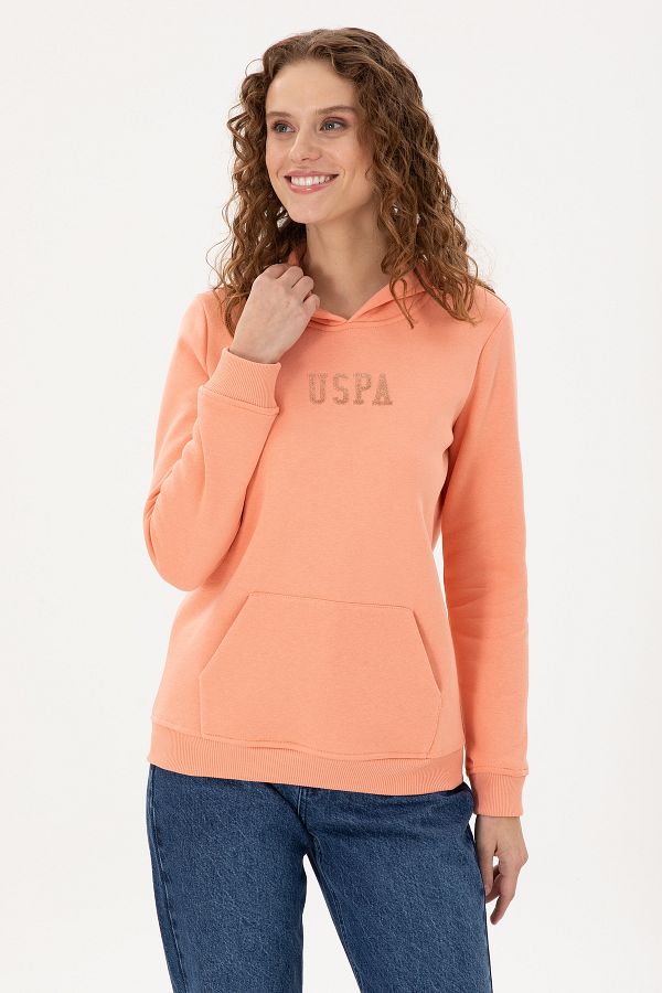 U.S. Polo Assn. Salmon Colored Women s Hooded Sweatshirt 50289536 Vr047 Trendyol