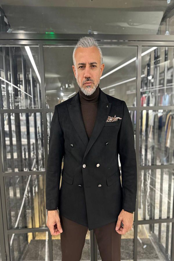 Suede double breasted jacket deals