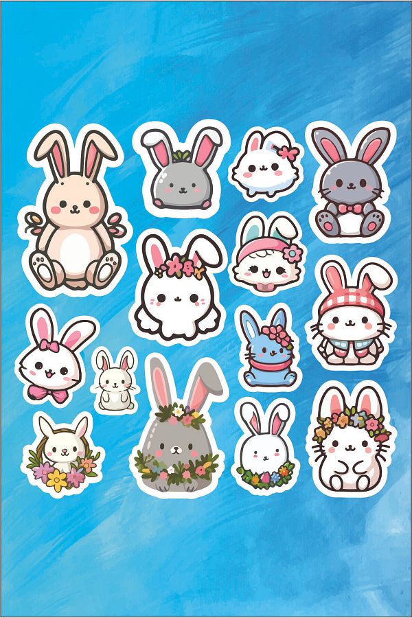 MEDYAPRINT-Rabbits Label 4-6 cm Sizes 2 Page 1