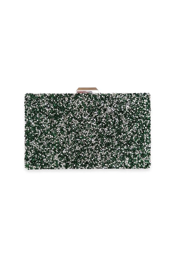 Seri-Geanta de seara cu pietre de culoare verde inchis Geanta de seara Geanta de logodna Geanta de nunta Geanta lucrata manual Geanta cu lant 1