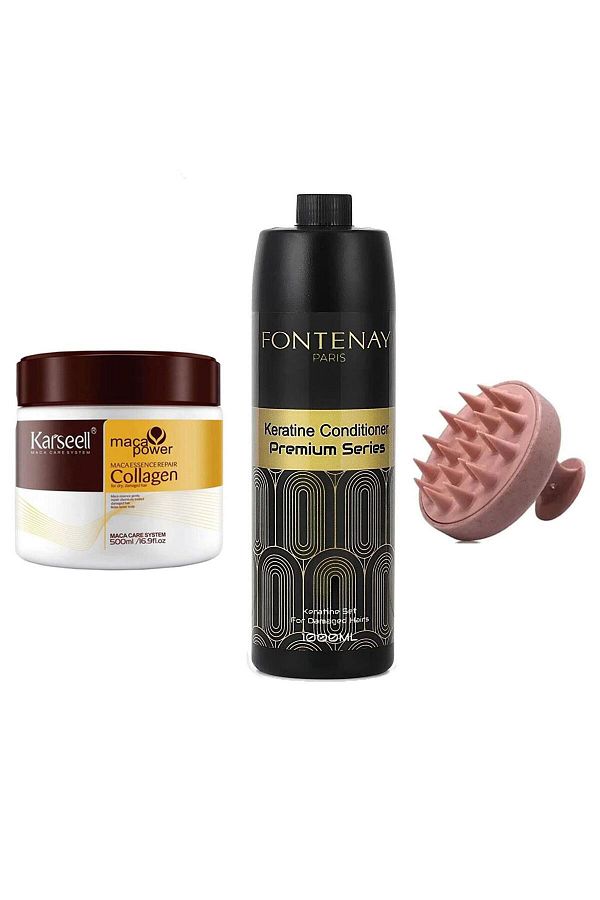 Fontenay-Karsell Collagen Hair Mask + Premium Keratin Conditioner + Hair Massage Comb P. Set of 3 1