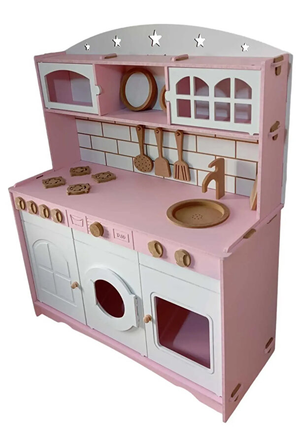 Buradadavar Hobi Ahşap Boyalı Ahşap Oyuncak Eğlence Mutfak Seti