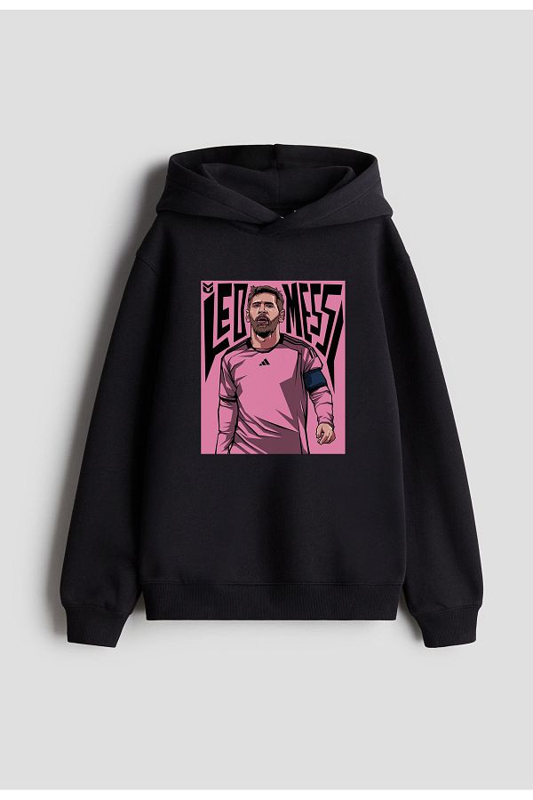 sielta-Lionel Messi Printed Black Boys Girls 3 Rope Sweatshirt 1