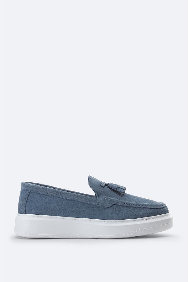 Avva-Men's Indigo Suede Leather Moccasin - A41y8029 1