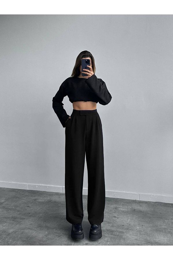 SEVENLINE-Women's Lycra Cirt Closure Palazzo Trousers 1