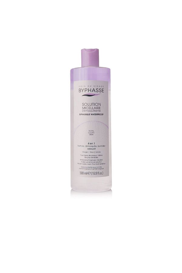 BYPHASSE-500 ml Wasserfester Zweiphasiger Micellar Make-up-Entferner-Lösung 1