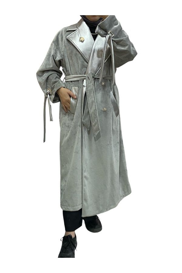 Matex Modest Coat Gray Skater Trendyol