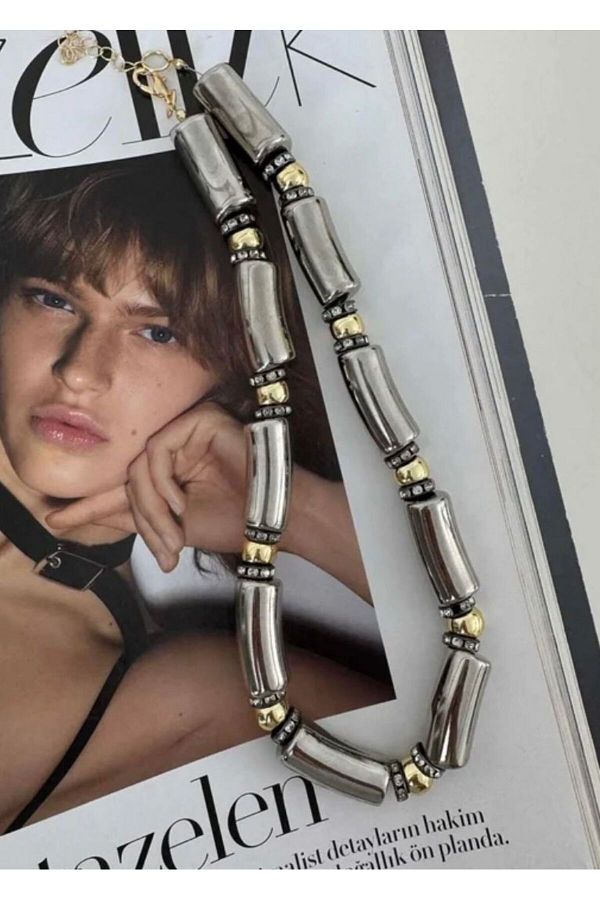 Niceboutique Silver Stone Design Brand Model Necklace Trendyol
