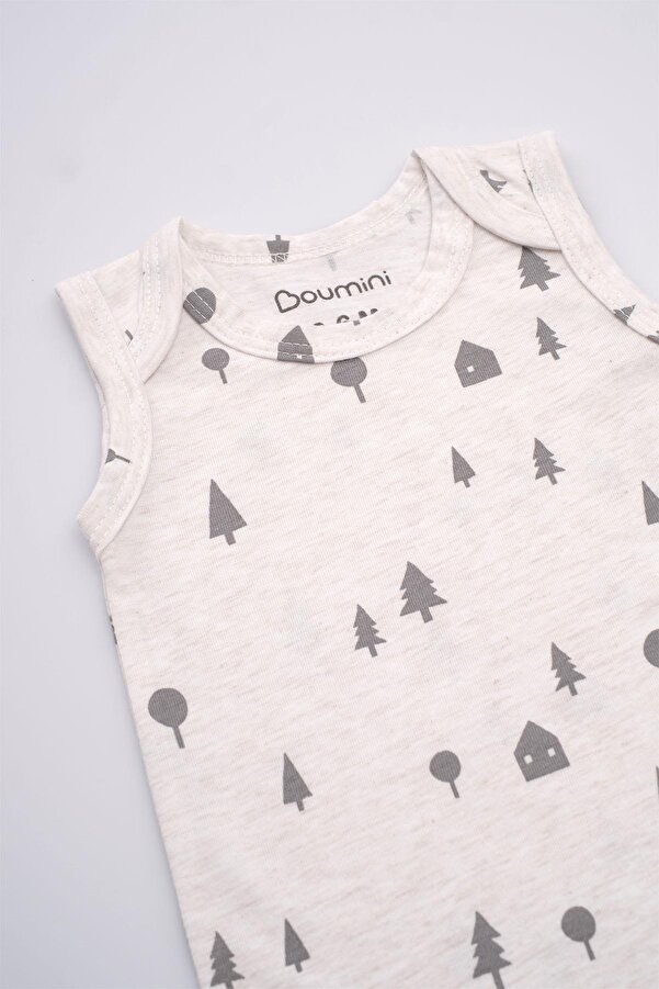 Boumini Pamuklu Bebek Çıtçıtlı Atlet Süprem Body Çam Ormanı Bej