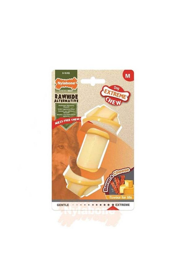 Nylabone-Dog Chewing Bone with Pig Bacon and Cheese Flavor M 1