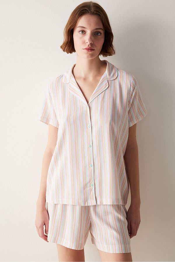 Penti-Set de pijama pentru cămașă în dungi de bază 1