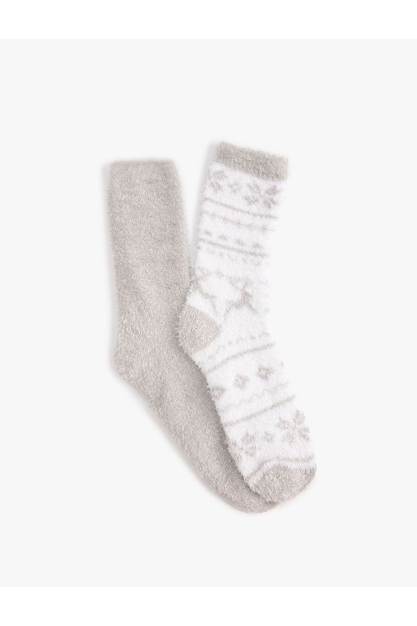 Koton-Set of 2 Towels and Socks - Multicolor Patterned 1