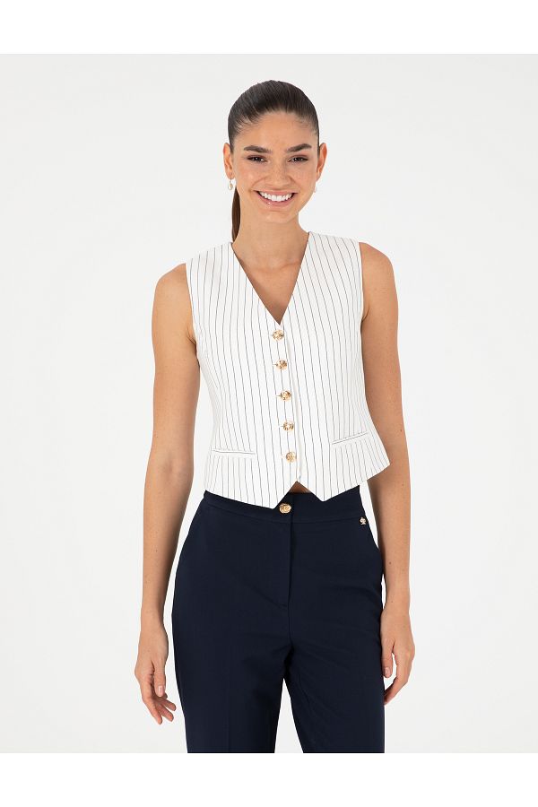 Pierre Cardin-Ecru Crop Top Vest 50292671 -Vr019 1