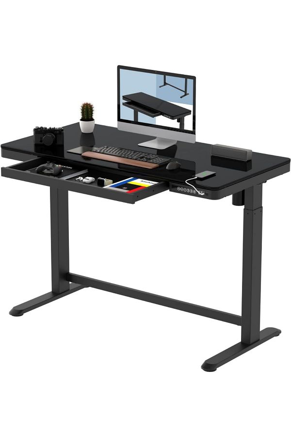 Mahmayi-Flexispot Electric Height Adjustable Standing Desk With Drawer 48 X 24'' - Black 1
