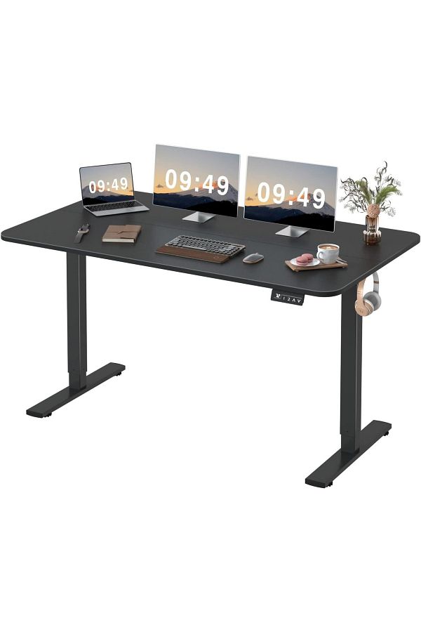 Mahmayi-Simplistic Black Standing Desk with Adjustable Legs Ideal for Home and Office 1