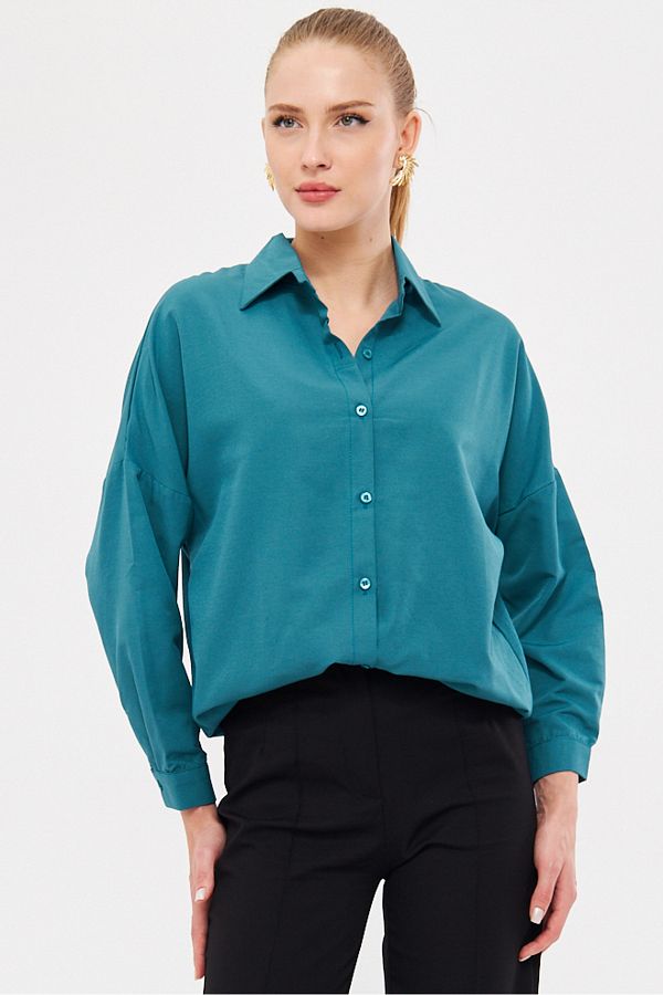 armonika-Dámska benzínová oversize dlhá základná košeľa ARM-22Y001118 1