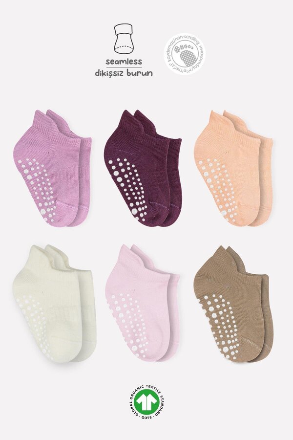 Bistyle Bistil Kız Erkek Bebek Organik Dikişsiz Kaymaz Sneakers Çorap