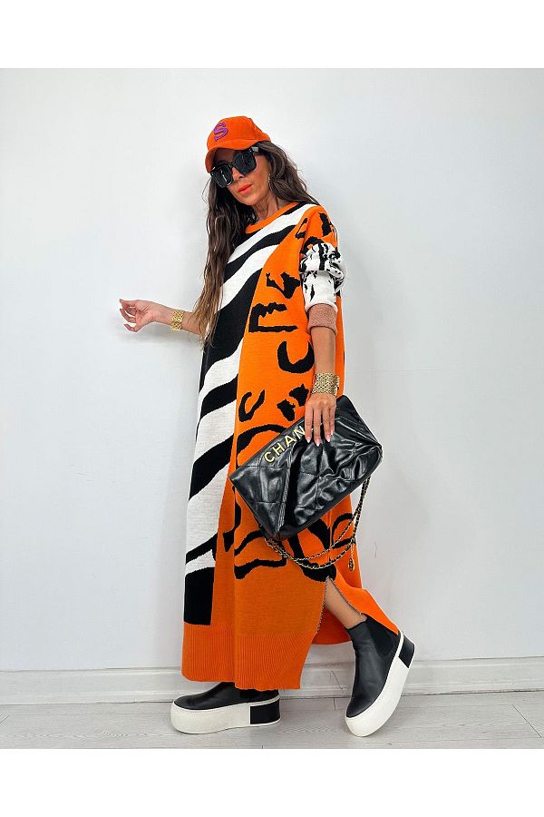 My Sista-Marbella Zebra Tango Orange Dress 1
