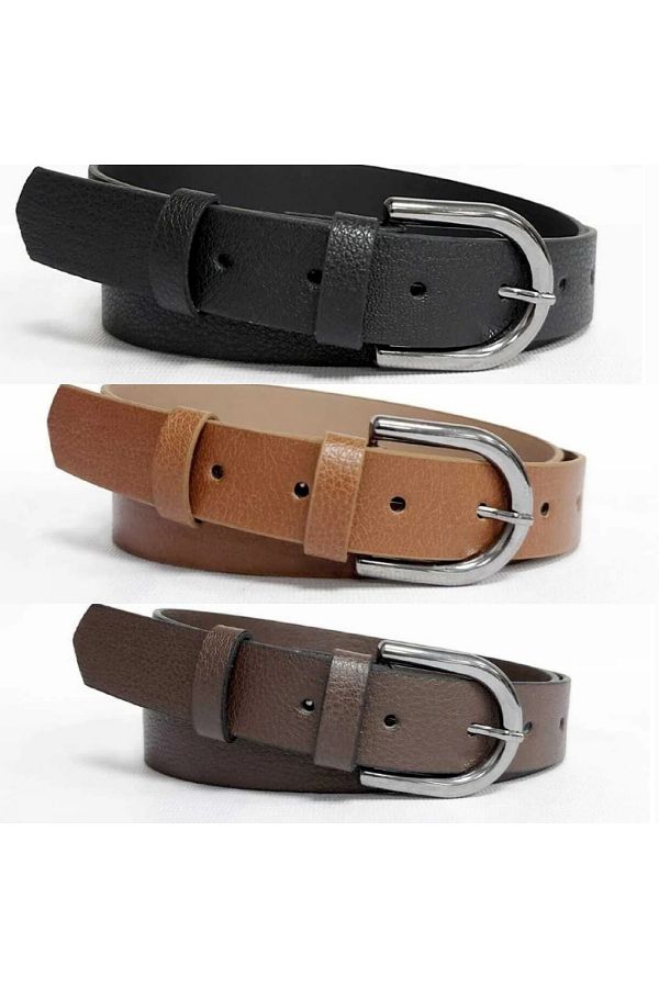 Kemerix-Women's Black-Tan-Brown Classic 3-Piece Belt Set 1