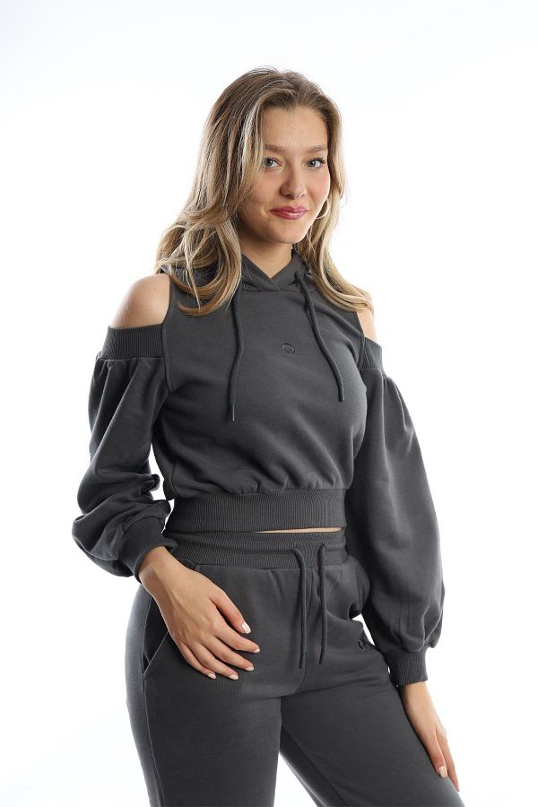 Shoulderless hoodie hot sale