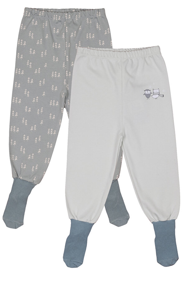 Melekpare Bebek Patikli Pantolon Kendinden Çoraplı Alt Pijama Mevsimlik Pamuk 2'li Set
