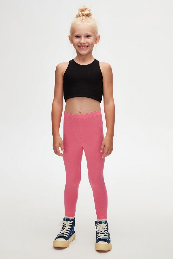 LOVETTI-Candy Pink Girl's Full Length Plain Basic Tights 1