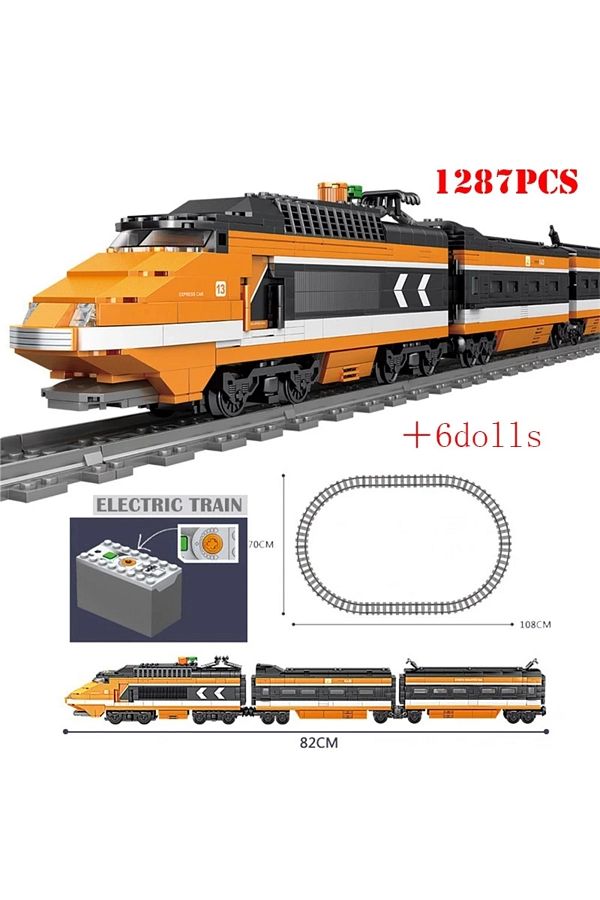 GSF-Technical City PowerTrain High-tech Railway Track Building Blocks Subway Vehicle Assemble Bricks ... 1