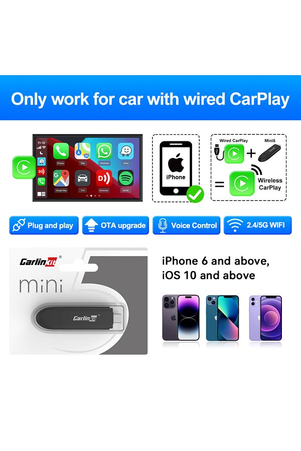Choice-New Carlinkit Wireless Carplay Adapter Smart Mini SE Box Plug And Play Fast Connect Ota Upgrade 5... 1