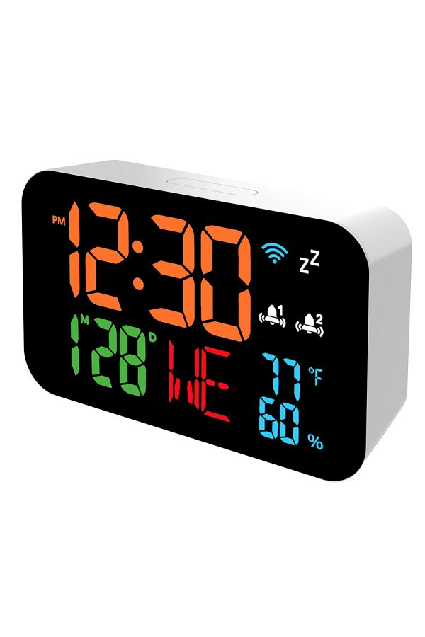 Choice-WHITE Tuya WiFi Desktop Clock Calendar Intelligent Thermometer Hygrometer with Digital LED Display S 1