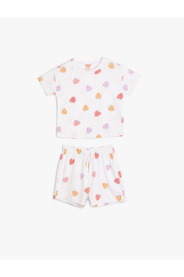 Koton-Set de pantaloni scurți și tricou din bumbac cu imprimeu inimă 1
