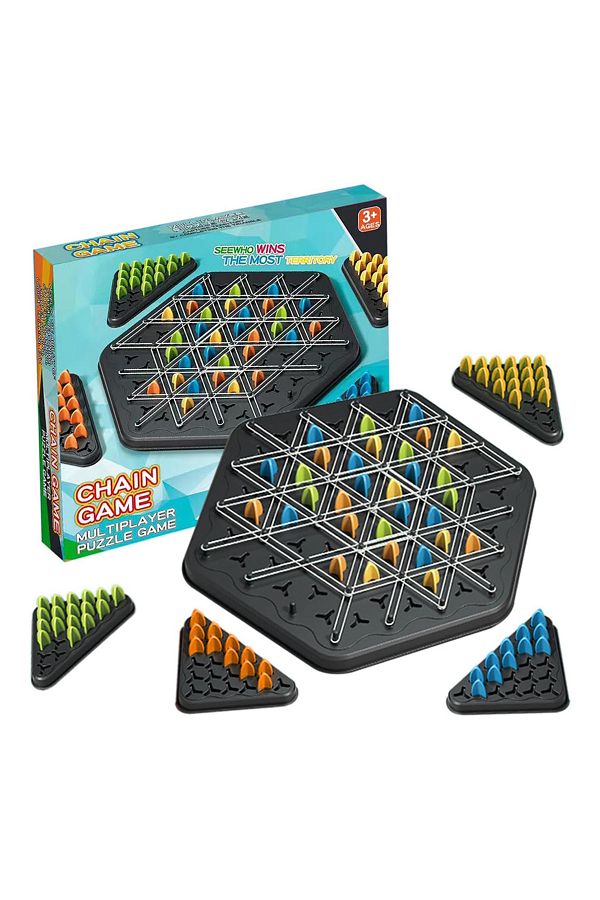 HUAN-Qzta-Geometry Chain Chess Puzzle Triangle Chess Desktop Game Rubber Band Training Family Interaction E... 1